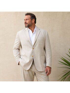Joseph Abboud Mens 2XLT Italy Tan Cotton Blazer Sport Coat Outdoor Event Resort